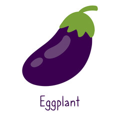 Eggplant isolated hand drawn illustration on a white background. Simple poster and card