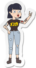sticker of a cartoon rock girl