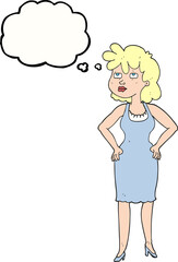freehand drawn thought bubble cartoon annoyed woman
