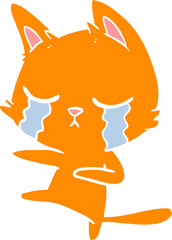 crying flat color style cartoon cat dancing