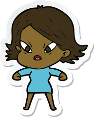 sticker of a cartoon stressed woman