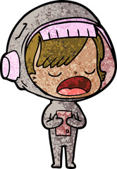 cartoon astronaut woman explaining