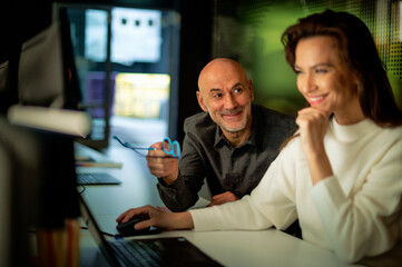 Group of business people working together in a modern office