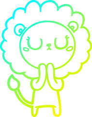 cold gradient line drawing of a cartoon lion