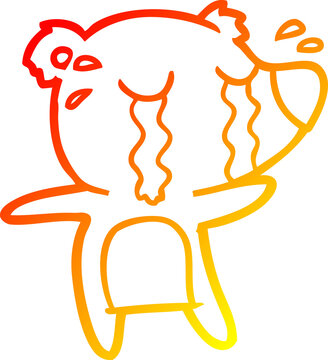 recommend clip art: warm gradient line drawing of a cartoon crying bear