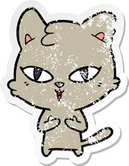distressed sticker of a cartoon cat