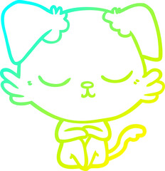 cold gradient line drawing of a cute cartoon dog