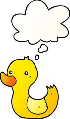cartoon duck with thought bubble in smooth gradient style