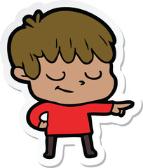 sticker of a cartoon happy boy