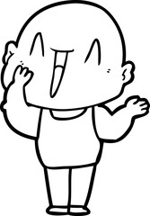 happy cartoon bald man