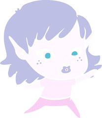 pretty flat color style cartoon elf girl