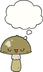 cartoon mushroom with thought bubble