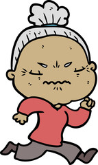 cartoon annoyed old lady