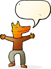 cartoon fox man with speech bubble