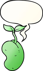 cartoon sprouting seed with speech bubble in smooth gradient style