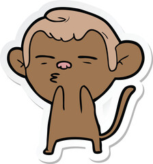 sticker of a cartoon suspicious monkey