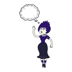 freehand drawn thought bubble cartoon vampire girl
