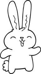 line drawing cartoon happy rabbit