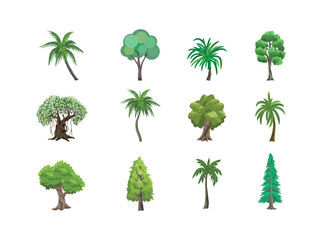 collection of cartoon style tree vector images