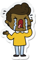 sticker of a cartoon crying man