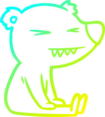 cold gradient line drawing of a angry polar bear cartoon