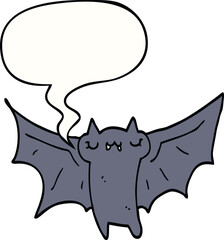 cute cartoon halloween bat with speech bubble