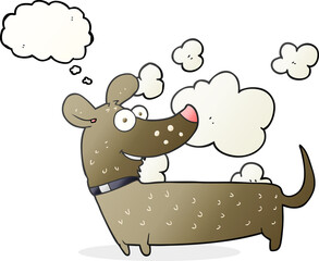 freehand drawn thought bubble cartoon happy dog