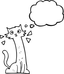 freehand drawn thought bubble cartoon cat