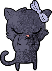 cute cartoon cat with bow