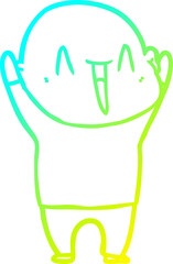 cold gradient line drawing of a happy cartoon bald man