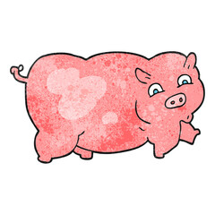 freehand textured cartoon pig