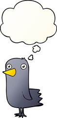 cartoon bird with thought bubble in smooth gradient style