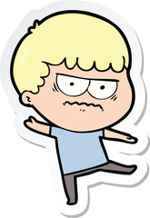sticker of a cartoon annoyed man