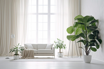 Minimalist Living Space - Monochromatic Scandinavian Design, AI-Generated 