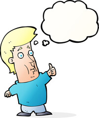 Fototapeta premium cartoon man giving thumbs up sign with thought bubble