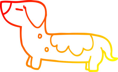 warm gradient line drawing of a cartoon dog
