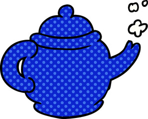 hand drawn cartoon doodle of a blue tea pot
