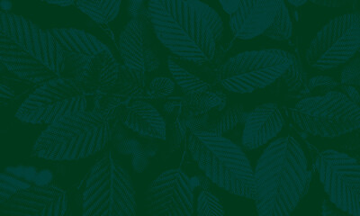 Leaf pattern on dark green background. Vector illustration. EPS 10