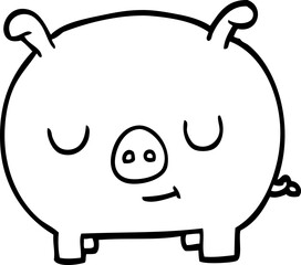 line drawing cartoon happy pig