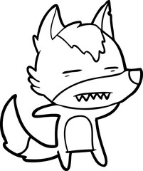 cartoon wolf showing teeth