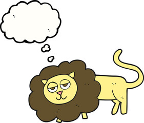 freehand drawn thought bubble cartoon lion
