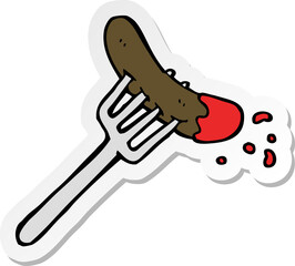 sticker of a cartoon hotdog and ketchup