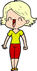 cartoon happy woman