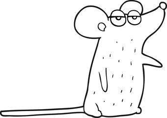 freehand drawn black and white cartoon mouse
