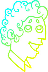 cold gradient line drawing of a cartoon man face