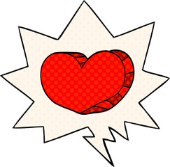 Fototapeta premium cartoon love heart with speech bubble in comic book style