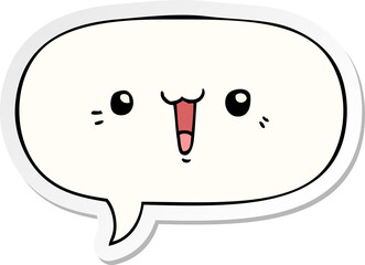 happy cartoon face with speech bubble sticker