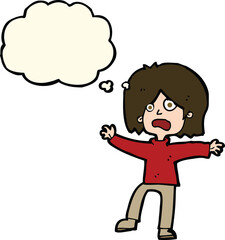 cartoon unhappy person with thought bubble