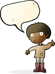 cartoon boy asking question with speech bubble