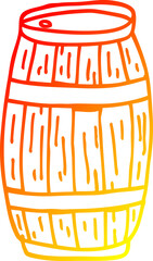 warm gradient line drawing of a cartoon beer barrel